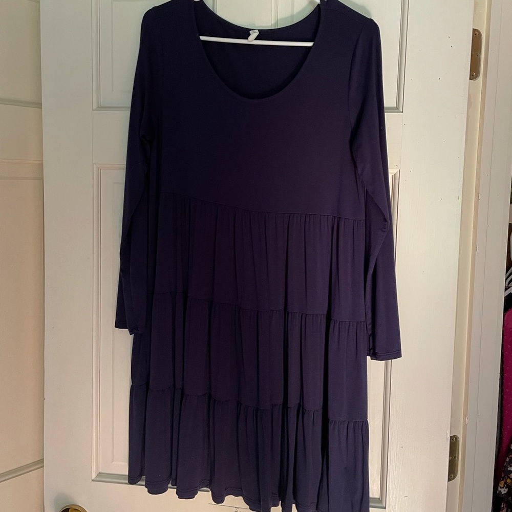 Pink Blush Stretchy Blue Tiered Dress Medium